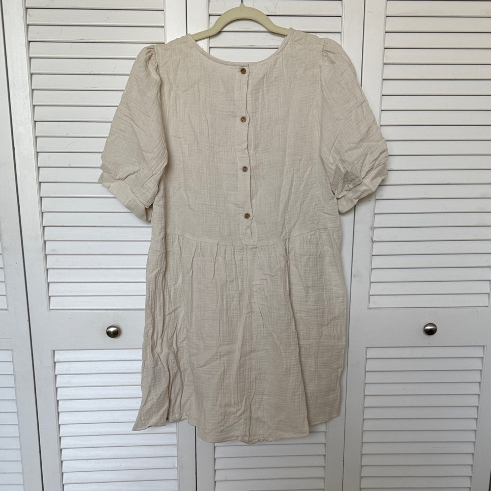 SHEIN Cream Button-Front Mini Dress